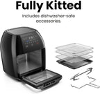 Chefman Multifunctional Digital 10 Qt. Air Fryer+ Rotisserie, Fry, Roast & Bake, 17 Presets - Black