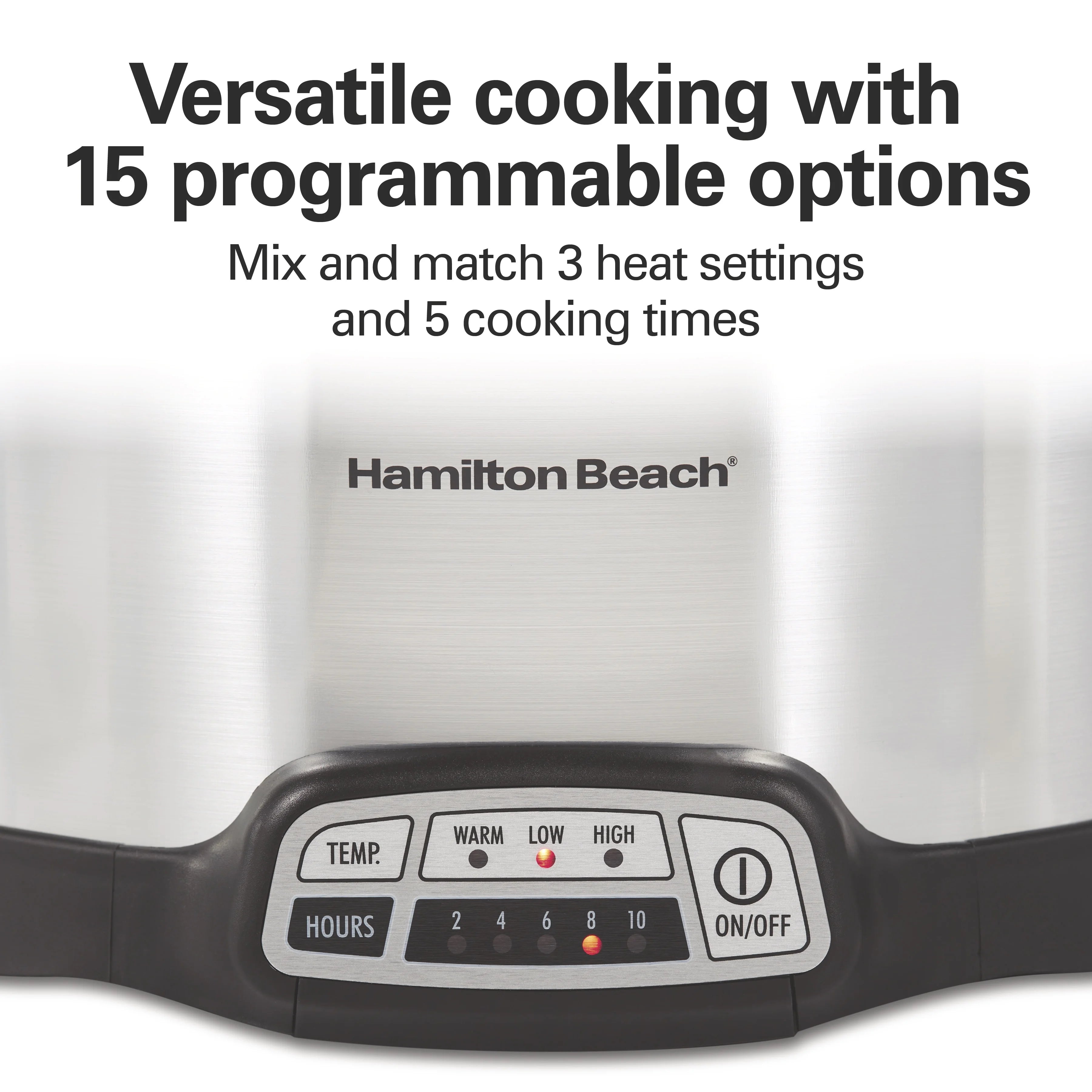 Hamilton Beach 4 Qt Programmable Slow Cooker, Stoneware Crock with Removable Pot, Stainless Steel