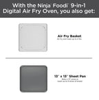 Ninja Foodi 9-in-1 Digital Air Fry Oven Air Fry, Air Roast, Air Broil, Bake, Bagel, Toast, Dehydrate, Keep Warm, and Reheat - Stainless Steel