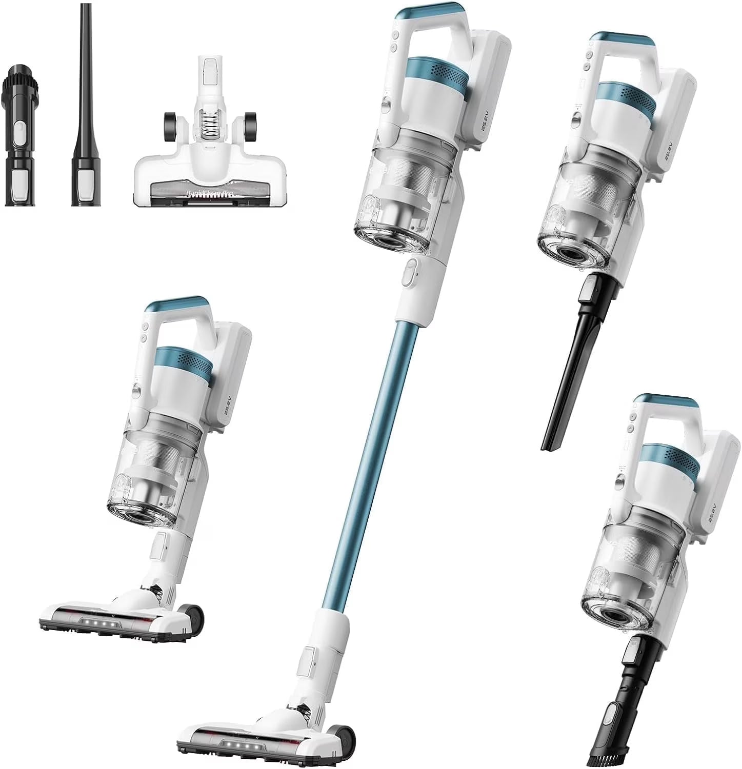 Eureka RapidClean Pro Cordless Cleaner for Hard Floors, Lightweight  LED Headlights, Handheld Vac, White, Cordless Vacuum, Multiple Accessories