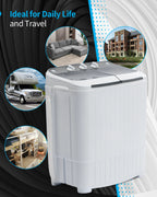 TABU 16.5lbs Portable Washing Machine,Electric Twin Tub Wash&Spin Combo,Semi-Automatic Washer,Gray