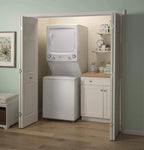 GE Unitized Spacemaker(R) ENERGY STAR(R) 3.9 cu. ft. Capacity Washer with Stainless Steel Basket and 5.9 Electric Dryer - GUD27EESNWW