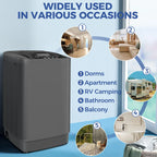 Veeboto Portable Washing Machine, 15.6lbs Washer and Dryer Combo Machine with 10 Wash Programs/8 Water Levels, Laundry with LED Display & 1 Adjustable feet for Home, Apart, Bathroom