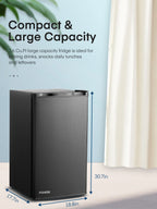 3.2 Cu. ft Refrigerator for Home, Fridge with Freezer for Bedroom, 31"D x 18"W x 19"H, Black