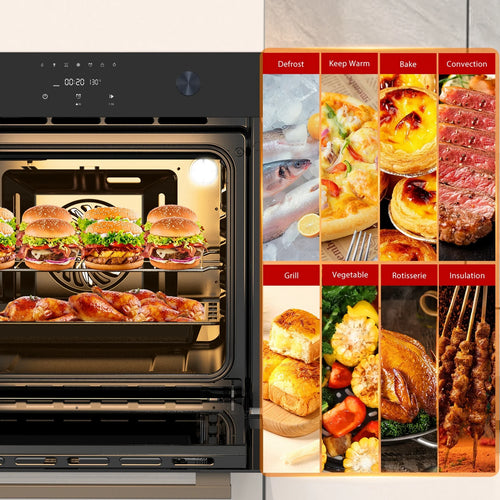 Aoile 24" Built-in Single Wall Convection Oven with 2.5 Cu.Ft. Capacity, 3000W Electric Oven with 11 Cooking Modes, Touch Control
