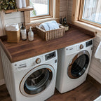 Kaboon Washer Dryer Countertop with Edge Rails, 27.5" x 54", Light Walnut