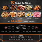 HYSapientia 24QT Dual Zone Air Fryer Oven with Rotisserie,10-in-1 Internal stainless steel Convection Countertop Oven 1800W Air Fryer  Toaster Oven for Family Cooking