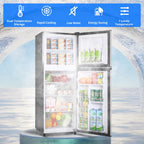 2 Door Mini Fridge with Freezer,4.5 Cu.ft.,5 Adjustable Thermostat & 4 Removable Glass Shelves