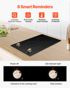 KFFKFF 2 Burner Built-in Electric Cooktop, 3500W Electric Ranges with 12 Heat Levels, Glass Top, Automatic Power-Off, Regulated by Knobs