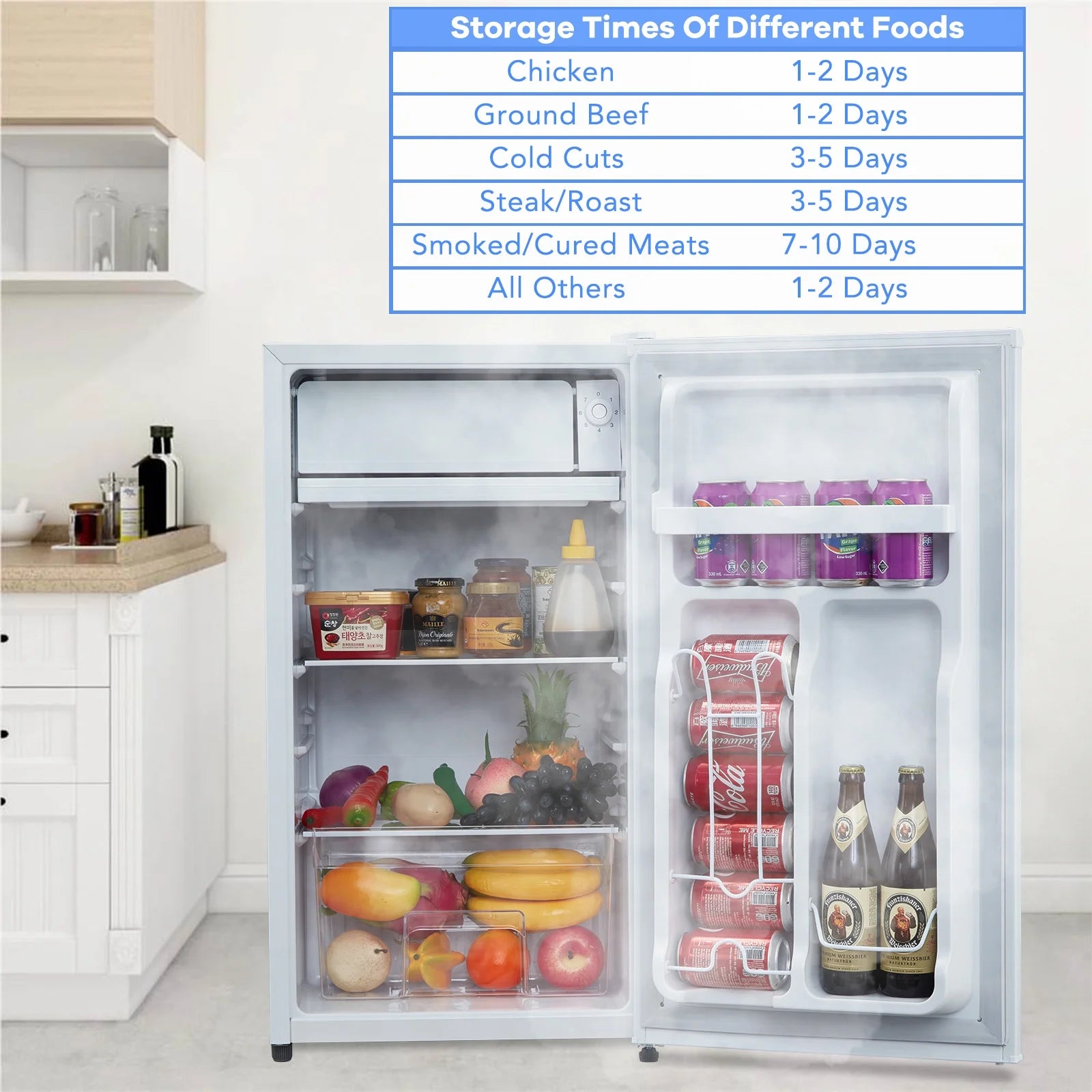 OYang Single Door Mini Fridge, Super Quiet 19.3"D x17.5"W x 32.7"H