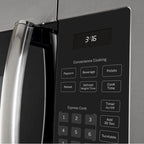 GE JVM3160RFSS 1.6 Cu. Ft. Over-the-Range Microwave Oven Stainless Steel Bundle with Deco Chef Pair of Red Heat Resistant Oven Mitt and 3 YR CPS Enhanced Protection Pack