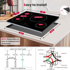 Gasland Chef 30 in. 4 Elements Radiant Electric Cooktop in Black with Tri-Ring Element and Bridge Element