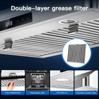 AMZCHEF Range Hood 30 inch Insert Stainless Steel with 9 Speed Fan 900 CFM Kitchen Vent Hood