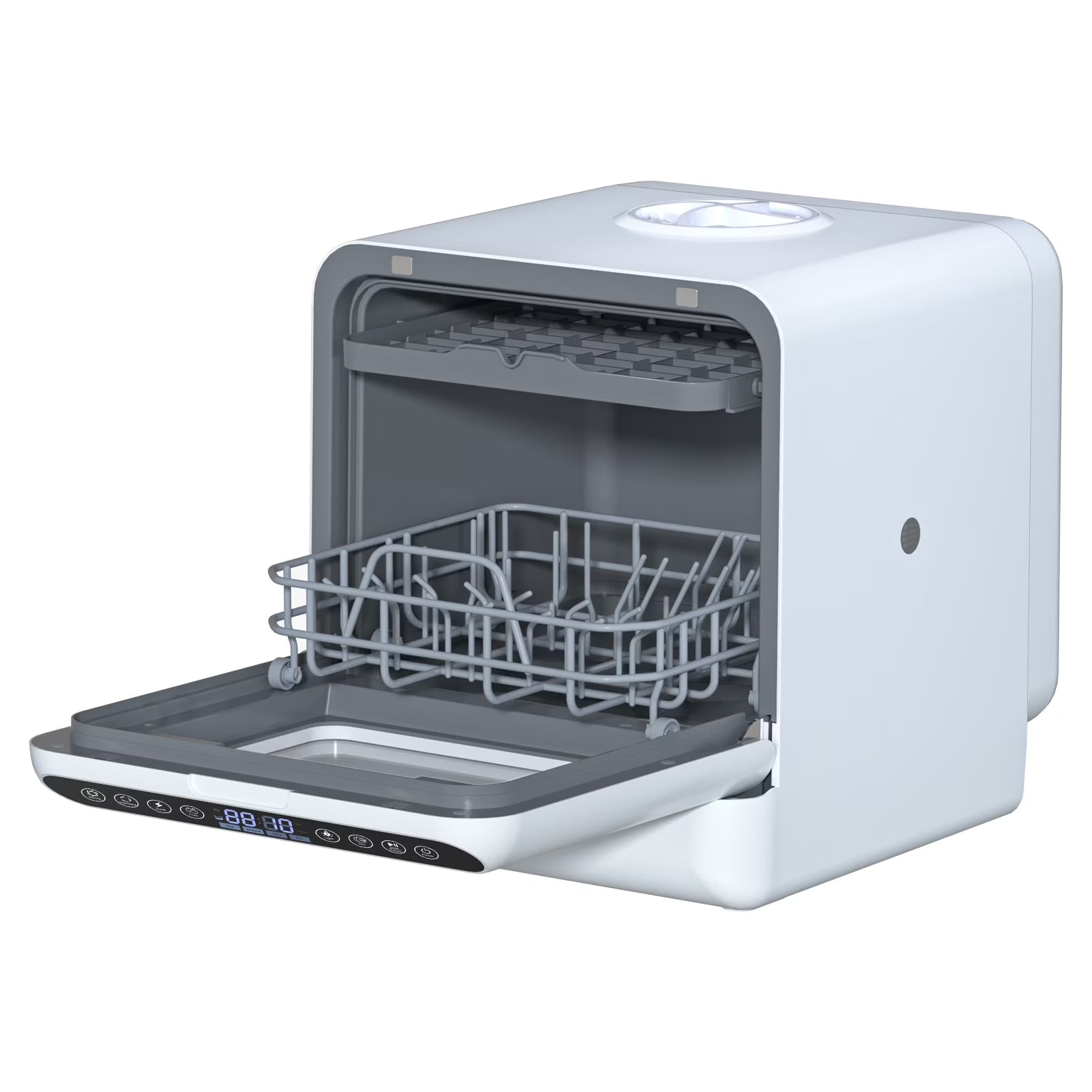 Kitem Mini Dishwasher with 6 Functions, 5 Place Settings -- 2-Tier Rack, 3-Spray Arm, Air-Dry Function, Portable Dishwasher with 5L Water Tank, Automatic Smart Countertop Dishwasher