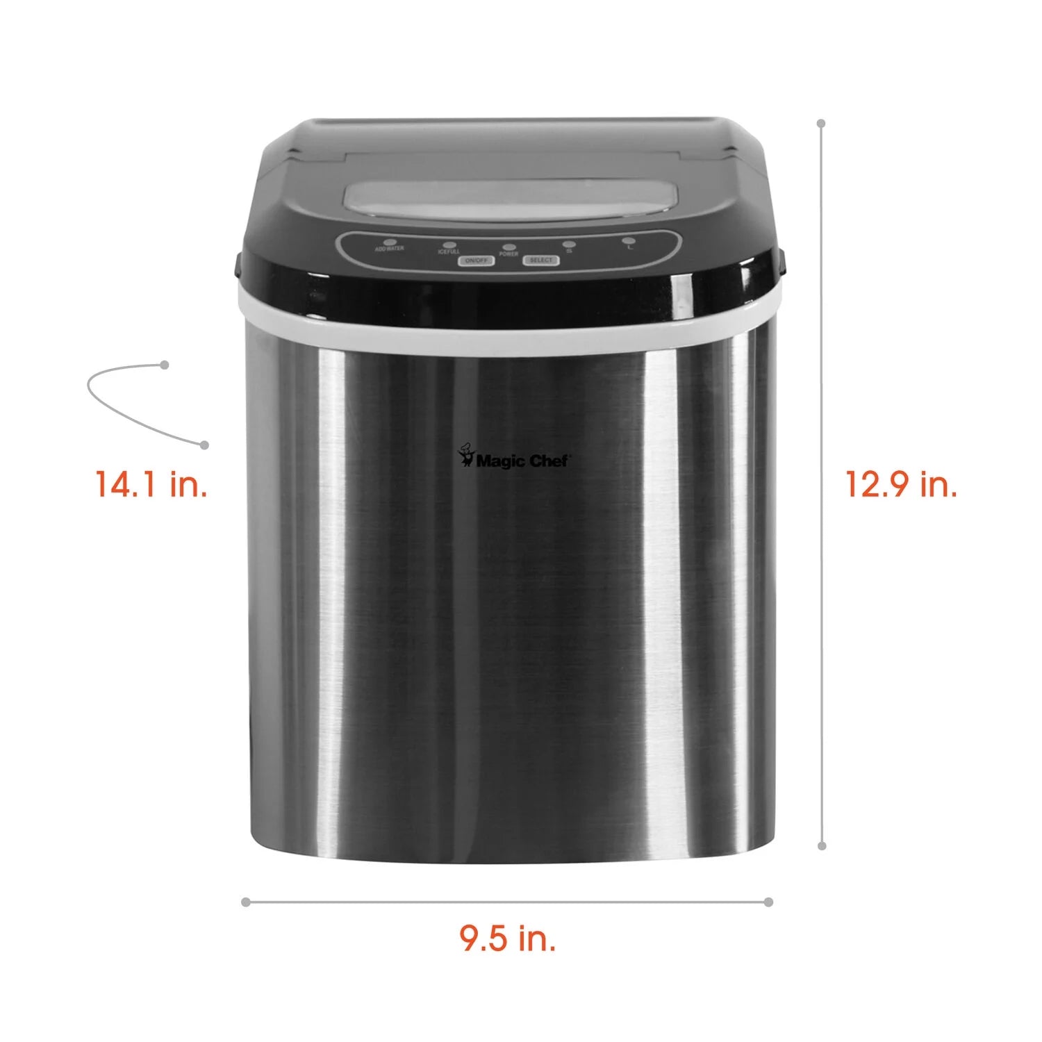 Magic Chef 27 lb Capacity Portable Countertop Ice Maker, Stainless Steel (Bullet Ice)
