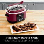 Ninja Foodi Possible Cooker, 8.5 Quart, 6-in-1 Multi-Cooker, Slow Cooker, Steamer, Glass Lid Integrated Cooking Utensil, Nonstick, Oven Safe Pot to 500°F, Cherry Tarte, MC1000WM