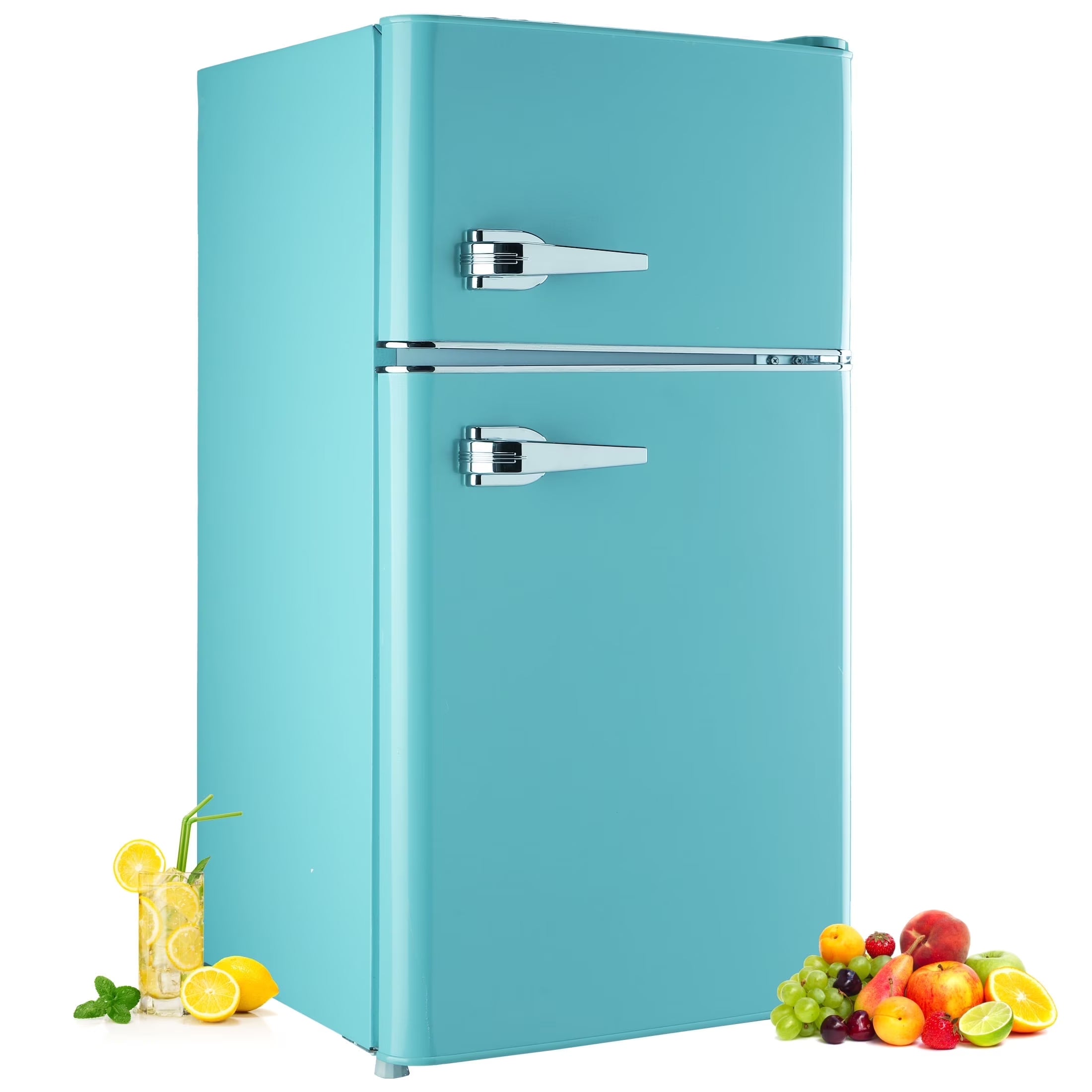 CALLIEVER Compact Mini Fridge with Freezer, 3.5 Cu.Ft 2-Door Refrigerator �C Ideal for Dorm, Office, Bedroom �C 7 Temp Settings, Adjustable Shelves,Silver