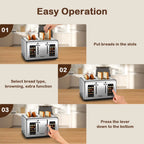Mecity 4-Slice Touchscreen Toaster, Stainless Steel, 6 Browning Settings, Reheat, Cancel, Defrost, Removable Tray