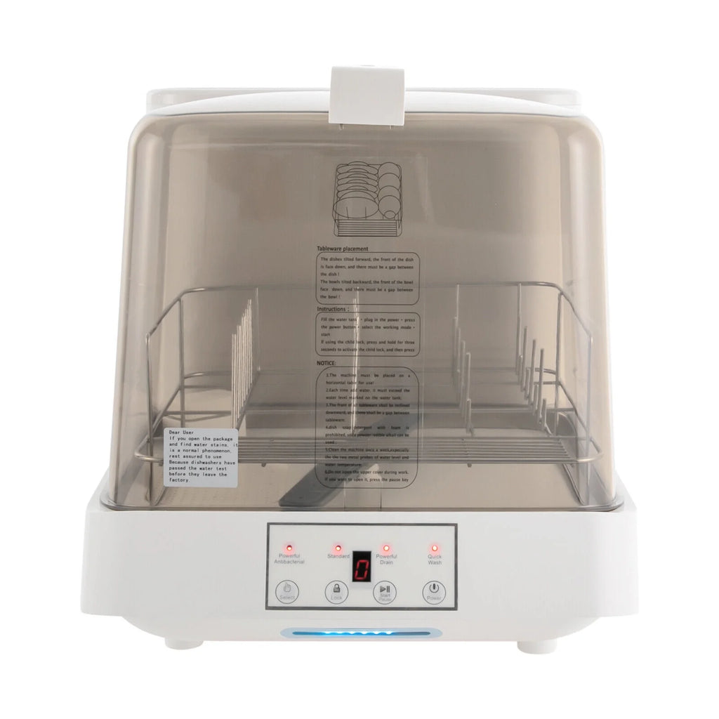 Miumaeov Portable Mini Dishwasher Electric Countertop Dish Washing Machine w/ Washing Programs