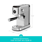 CASABREWS CM5418 Plus 20-Bar Semi-Automatic Espresso Machine & Coffee Maker with Steam Wand, Cold Brew Function, Stainless Steel, Silver
