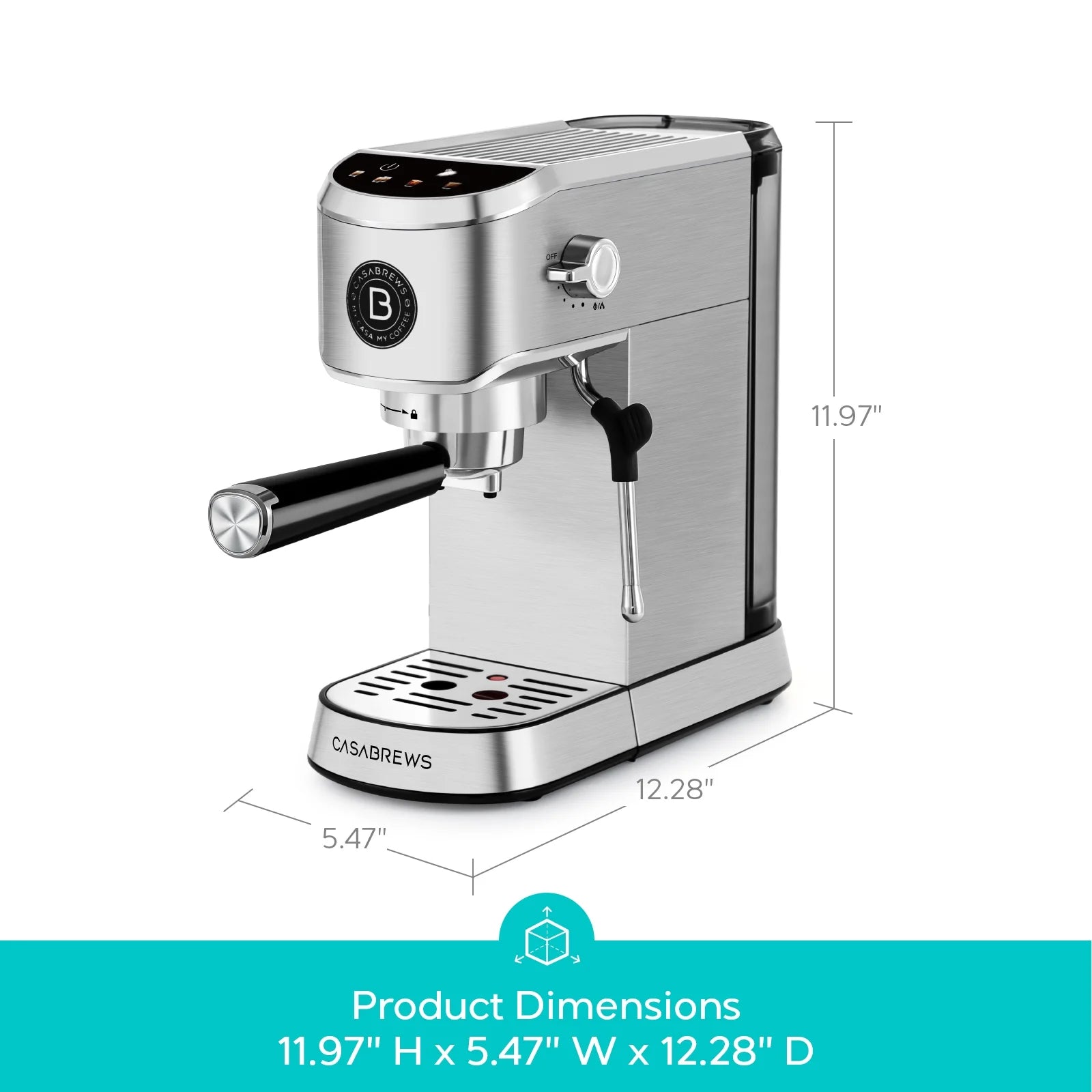 CASABREWS CM5418 Plus 20-Bar Semi-Automatic Espresso Machine & Coffee Maker with Steam Wand, Cold Brew Function, Stainless Steel, Silver