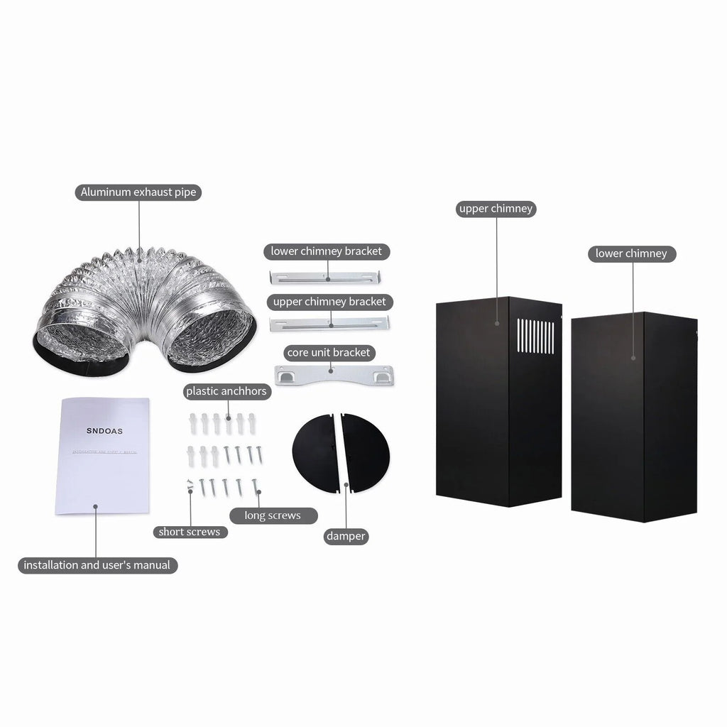 24 inch Wall Mounted Range Hood Kitchen Stove Vent Hood 450 CFM 3-Speed Fan