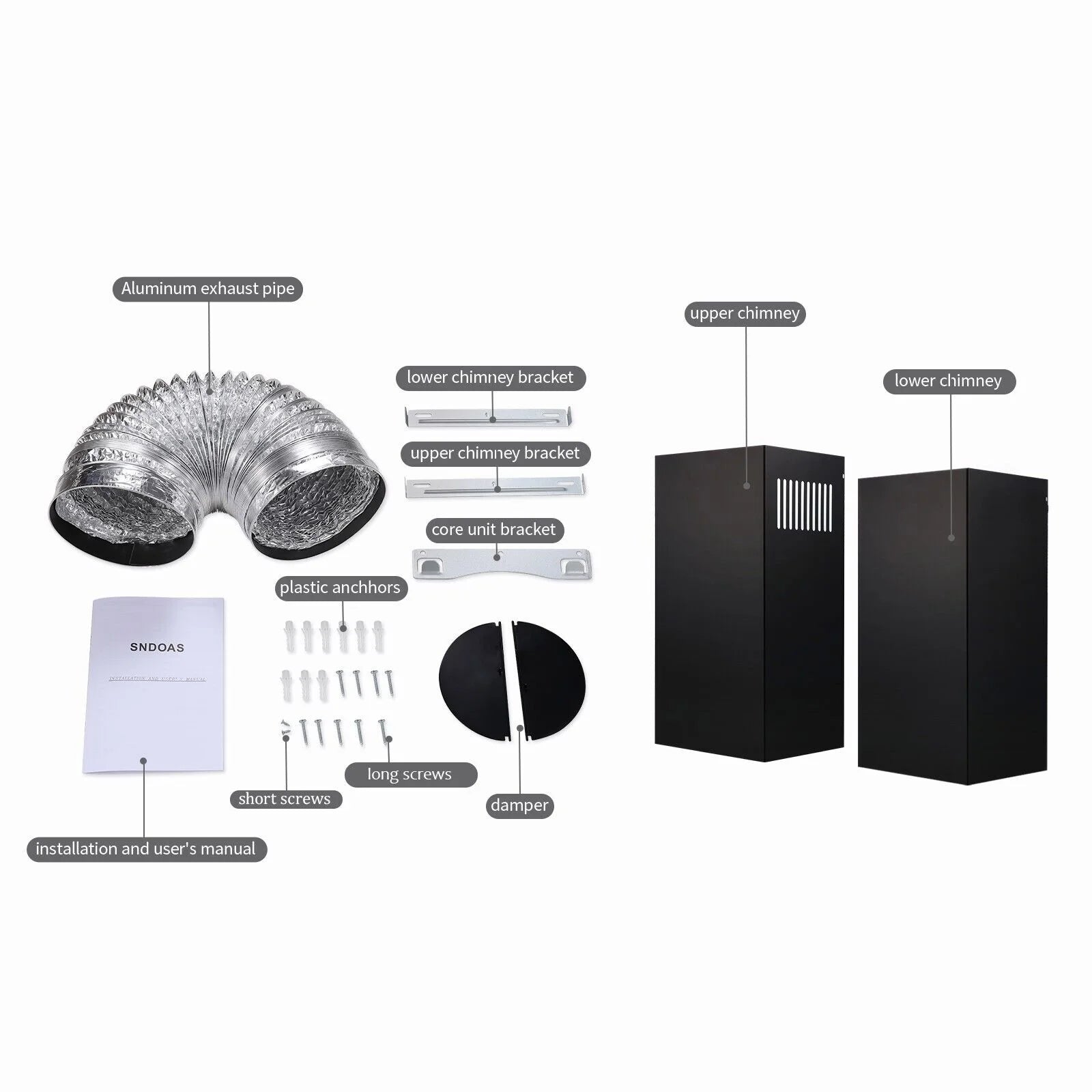 24 inch Wall Mounted Range Hood Kitchen Stove Vent Hood 450 CFM 3-Speed Fan