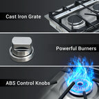 SINDA 30 Inch Gas Cooktop With Four Sealed Burners, NG/LPG Convertible, in Stainless Steel