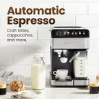 Chefman Caf��Master Pro Espresso Machine w/ Milk Frother for Cappuccinos & Lattes �C Stainless Steel