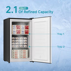 Bangson 2.1 Cu.Ft Upright Freezer, Compact Mini Freezer with Reversible Black Door, Black