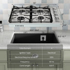 Resenkos 30/36 Inch Gas Cooktop with 4/6 Powerful Burners and ABS Knobs-30 inches, Convertible Gas Burner for Kitchen, Stainless Steel