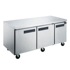 72 in. Three Door Commercial Undercounter Freezer in Stainless Steel 18.96 cu. ft.