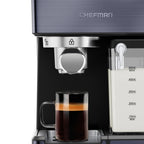 Chefman 20-Bar, 2-Cup Black Stainless Espresso Machine