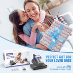 ONSON 16Kpa Powerful Mattress Vacuum Cleaner with 3 Filters, 2 Speed Deep Sofa Vacuum Cleaner with Purple Light, Cordless Vacuum for Mattress, Bed