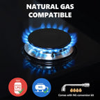Nardea Gas Stovetop 4 Burner, Built-in/Countertop Propane Gas Cooktop, LPG/NG Dual Fuel Convertible Gas Stove Top with Thermocouple Protection, Black Tempered Glass, 27400BTU