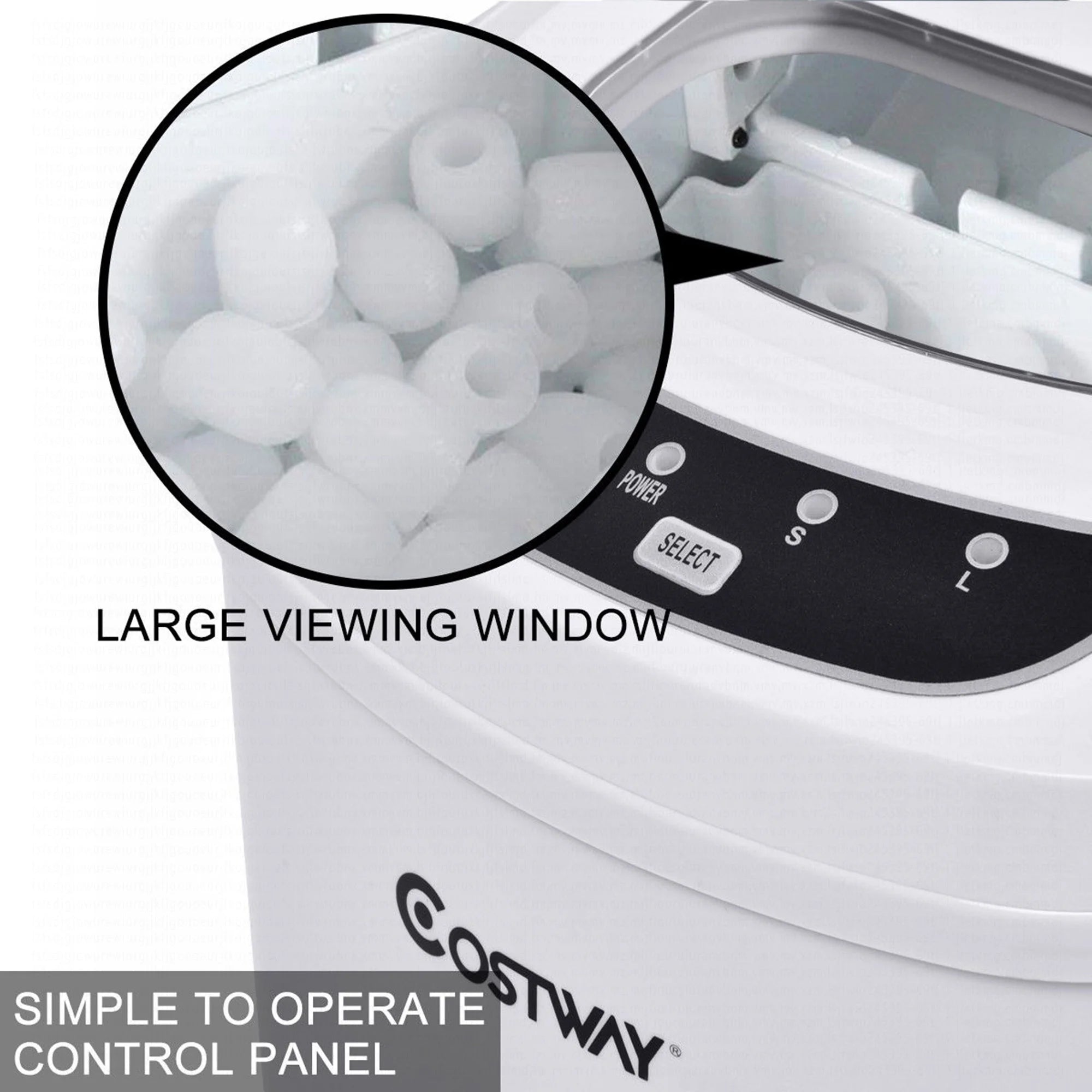 Costway Silver Portable Compact Electric Ice Maker Machine Mini Cube 26lb/Day