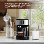 Auseo 20 Bar Espresso Machines, Espresso Coffee Maker with Milk Frother Steam Wand, Ground Coffee & Capsules, Black and Stainless Finish, Espresso/Cappuccino/Latte/Mocha for Home