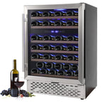 Garvee 24 Bottle Freestanding Wine Cooler Refrigerator with Glass Door for Bar, Party, Winery, Black