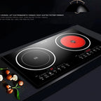 DERCLIVE Electric Ceramic Stove Induction Cooktop, Electric Stove 2 Burner Electric Burner Countertop Infrared Induction Cooker Home Cooktop Cooking Furnace,2200W  2200W