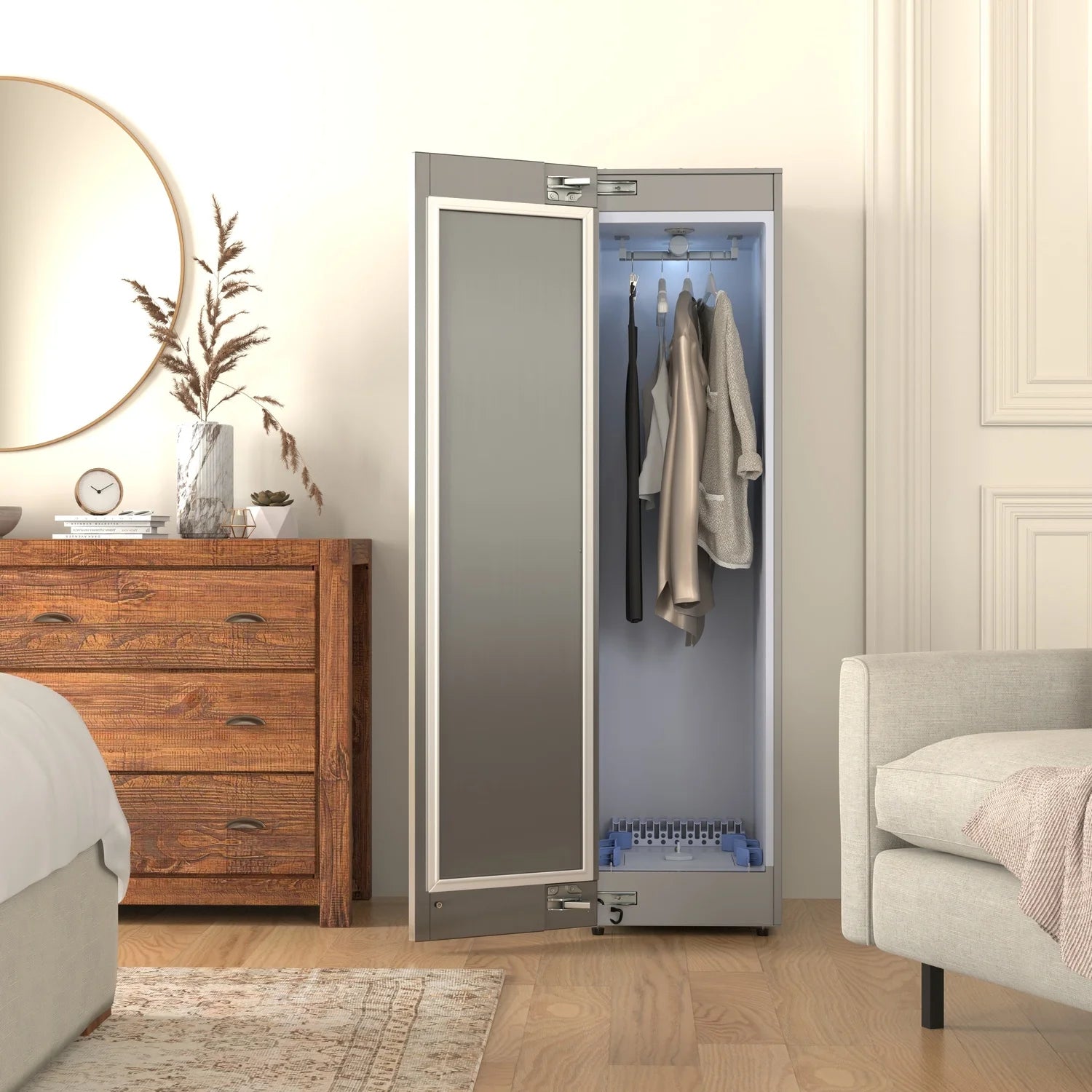Equator Steam Dryer Closet REMOVE WRINKLES Sanitize Deodorize Refresh Slim110V