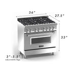 ZLINE 36 in. Professional 4.0 cu. ft. 4 Gas Burner/Electric Oven Range in Stainless Steel (RA36)