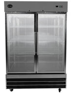 Heavy Duty Commercial 47 cu ft Stainless Steel Glass Door Reach-In Freezer (2 Door)