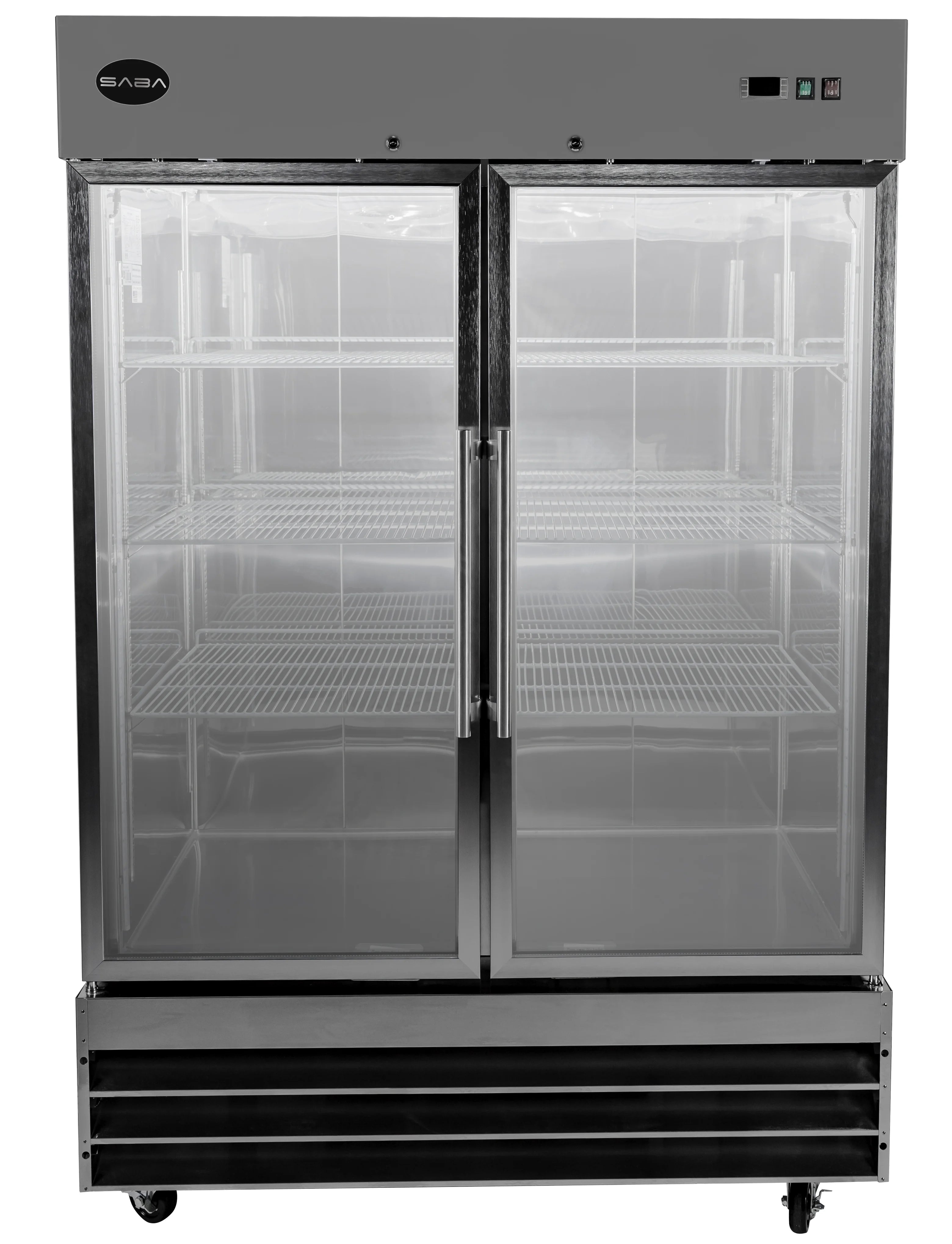 Heavy Duty Commercial 47 cu ft Stainless Steel Glass Door Reach-In Freezer (2 Door)