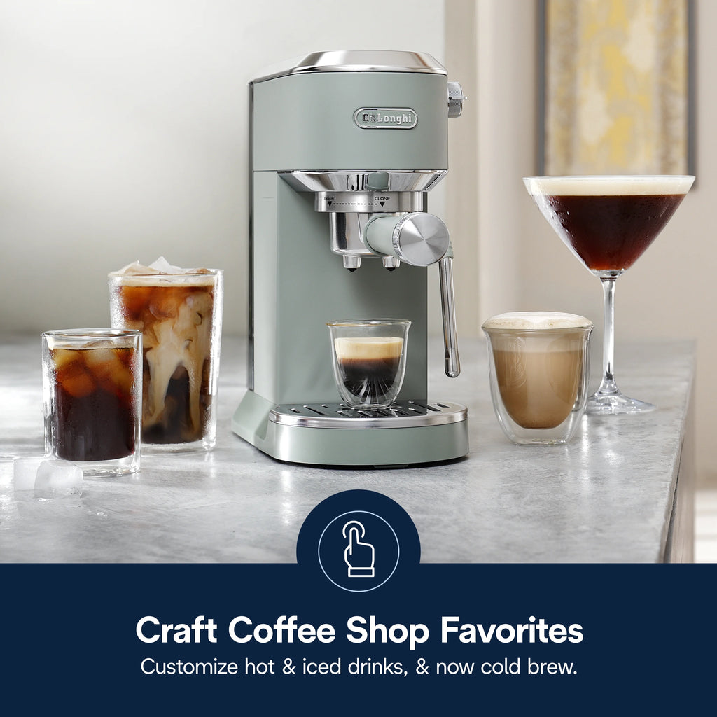 De'Longhi Dedica Duo Espresso Machine, Compact Size with Built in Frother for Latte Art, Brew Espresso, Cold Brew, Lattes & More, Stainless Steel