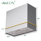 Akicon Range Hood 36 Inch, Ultra Quite Stainless Steel Kitchen Hood, Wall Mount Square Vent Hood with LED Light and Dishwasher-Safe Filters, Hood Vents for Kitchen, 3 Speeds, 600 CFM (AK-HS36HB-SWG)