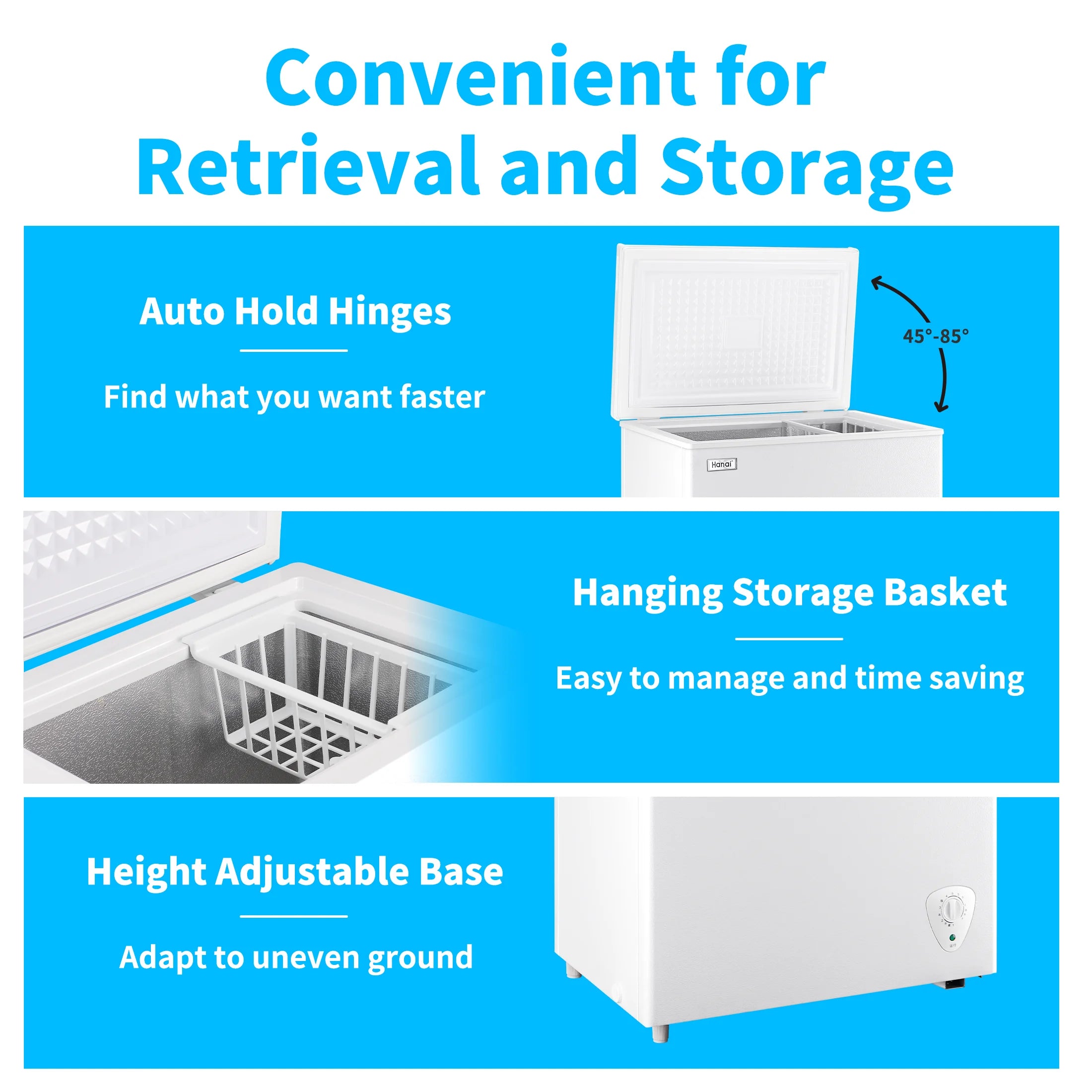WANAI 3.5 Cu.ft,Chest Freezer,Deep Freezer,Removable Storage Basket Freezer,White