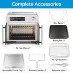 OSTBA French Door Air Fryer Toaster Oven Combo, Airfryer Convection Oven Countertop 10-in-1 Combo, 30% Faster 90% Less Oil, 102 Recipes & 7 Accessories Included 24 QT Stainless Steel