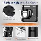 WHALL Stand Mixer - 5.5Qt 12-Speed Tilt-Head Electric Kitchen Mixer with Dough Hook/Wire Whip/Beater, Stainless Steel Bowl (Black) New