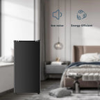 Seaoola Mini Fridge with Freezer, Single Door 4.4 Cu.Ft, Compact Mini Refrigerator, LED Light, Adjustable Thermostat, Removable Glass Shelves, Small Refrigerator for Dorm/Office/Bedroom(Black)