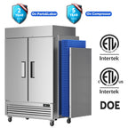 Coolski 54a??a?? Wide Commercial Freezer with 2 Door, Stainless Steel Reach-in Freezer Upright, 49 Cu.Ft Large Capacity ETL NSF Approved